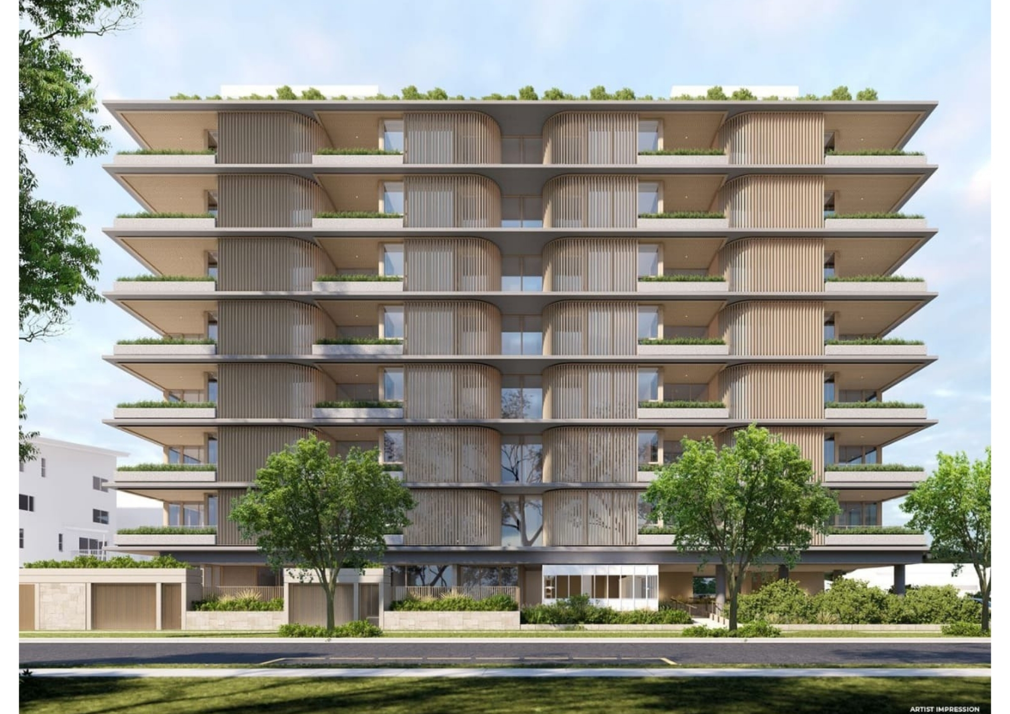 Architectural facade of the apartment building